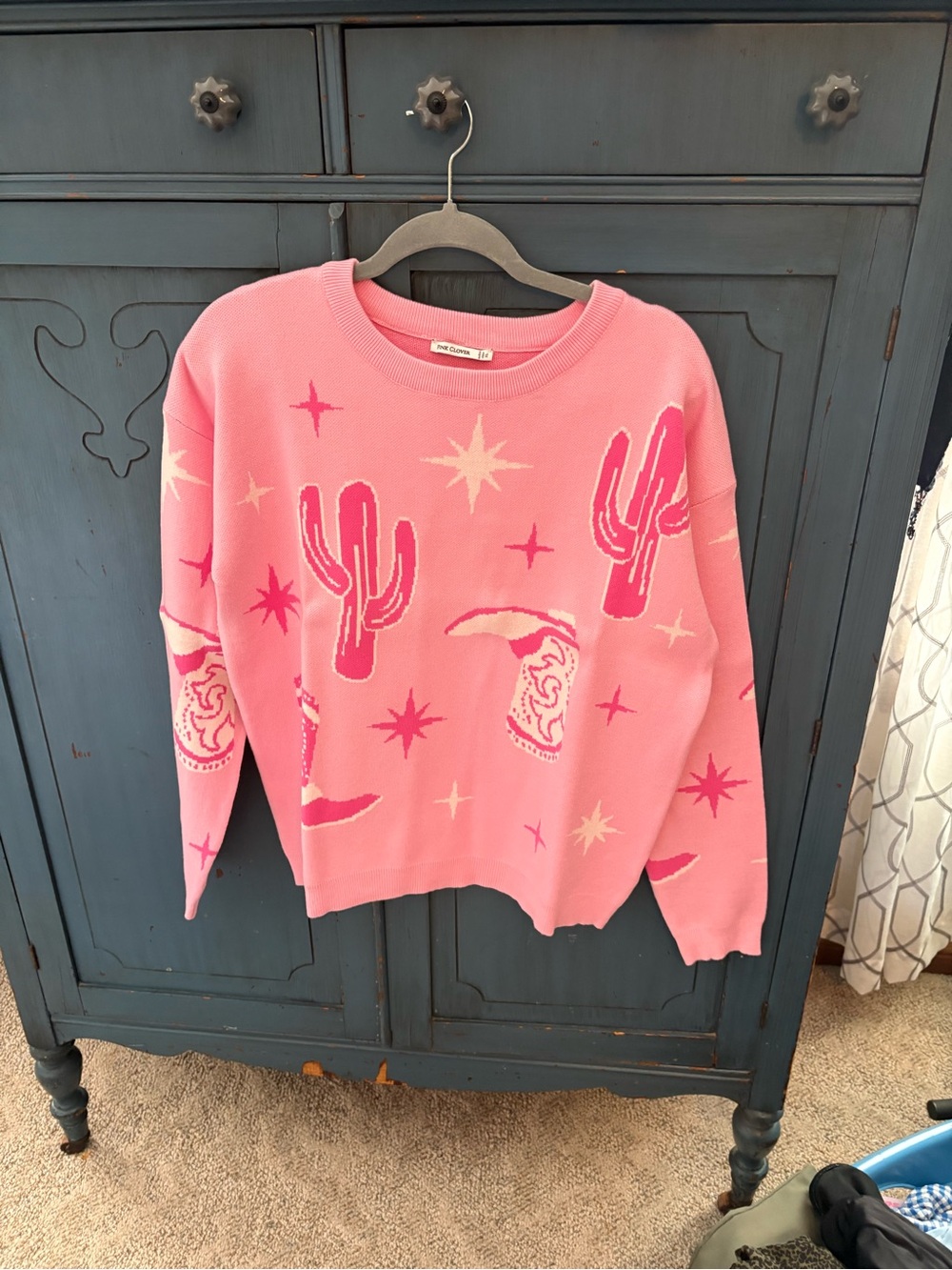 Pink Clover Pink Cactus & Cowgirl Graphic Crewneck Sweater